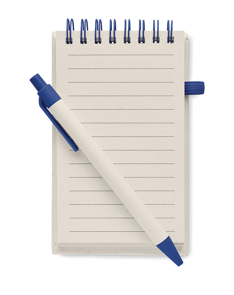 242254-EC Set uredski MITO notes A6 i kem. ol. od recikliranog kartona mlijeka plavi